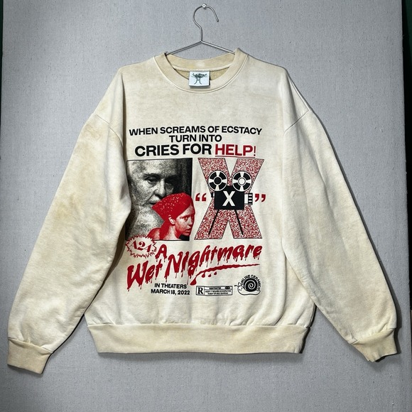 Online Ceramics x A24 X Wet Nightmare Crewneck Sweatshirt Size L Khaki - Picture 3 of 15